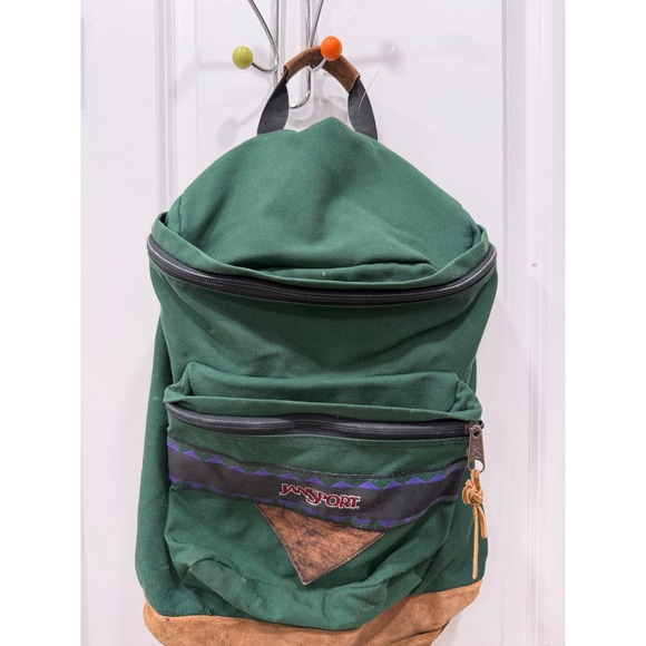 green suede jansport backpack Made in USA Forest Leather Nubuck Bottom Vintage 80's The JanSport Right Pack Expressions Backpack combines the iconic Right Pack silhouette with premium materials and everyday functionality Jansport Suede Campus Backpack Review